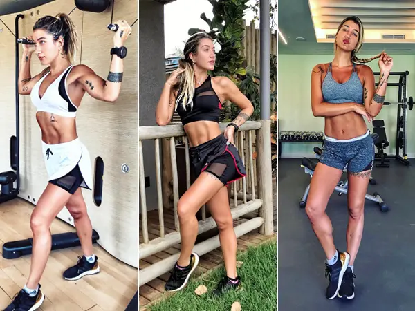 Aqui fotos da gabriela Pugliese com looks de academia