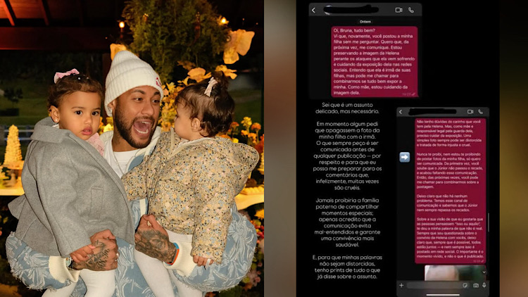 Bruna Biancardi apaga foto da filha de Neymar com Amanda Kimberlly das suas redes.