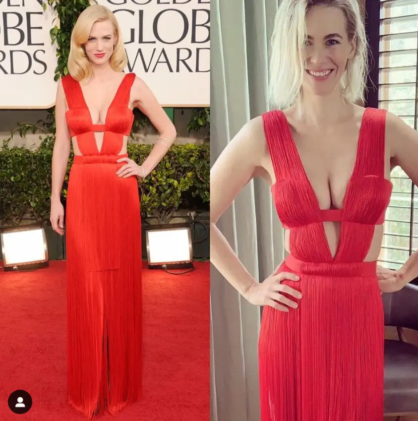 January Jones com vestido versace para o globo de ouro