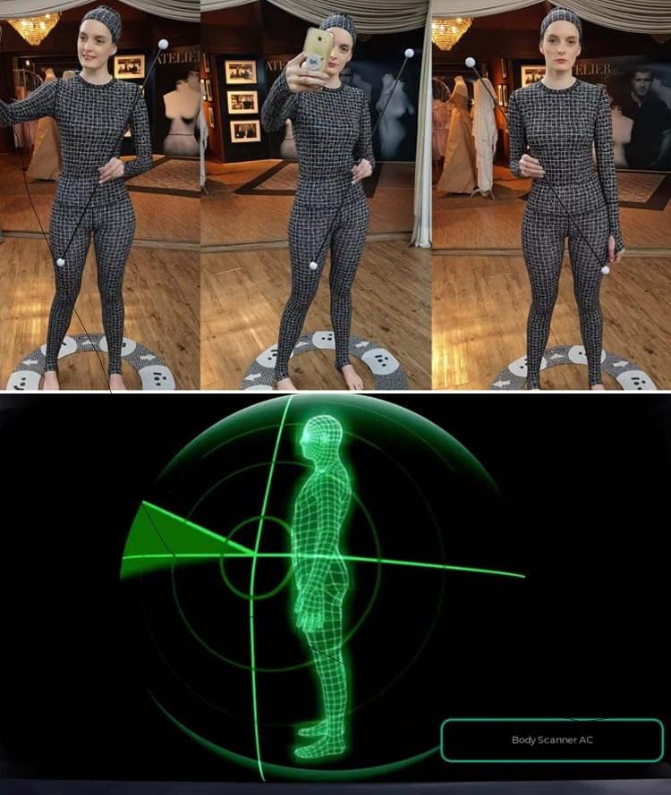 mulher com roupa especial para body scanner