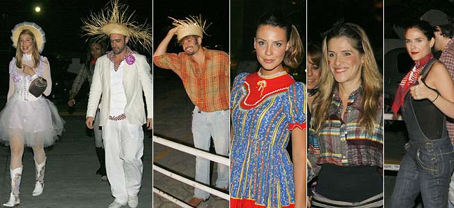 Montagem com vários looks de famosos em festas juninas