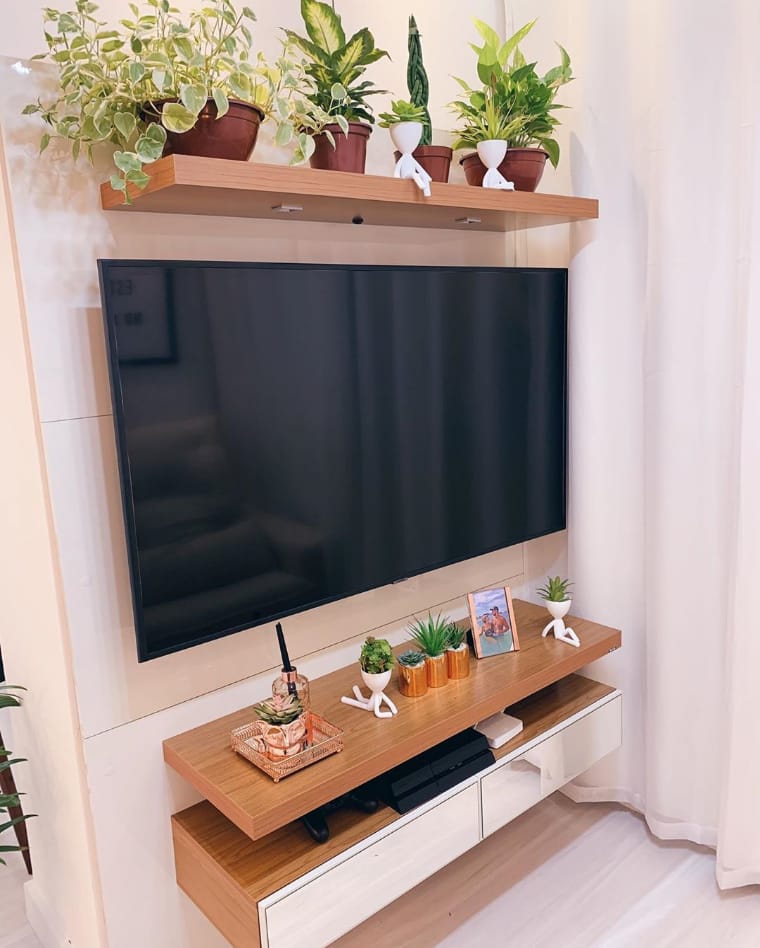 Decoração de sala pequena com rack