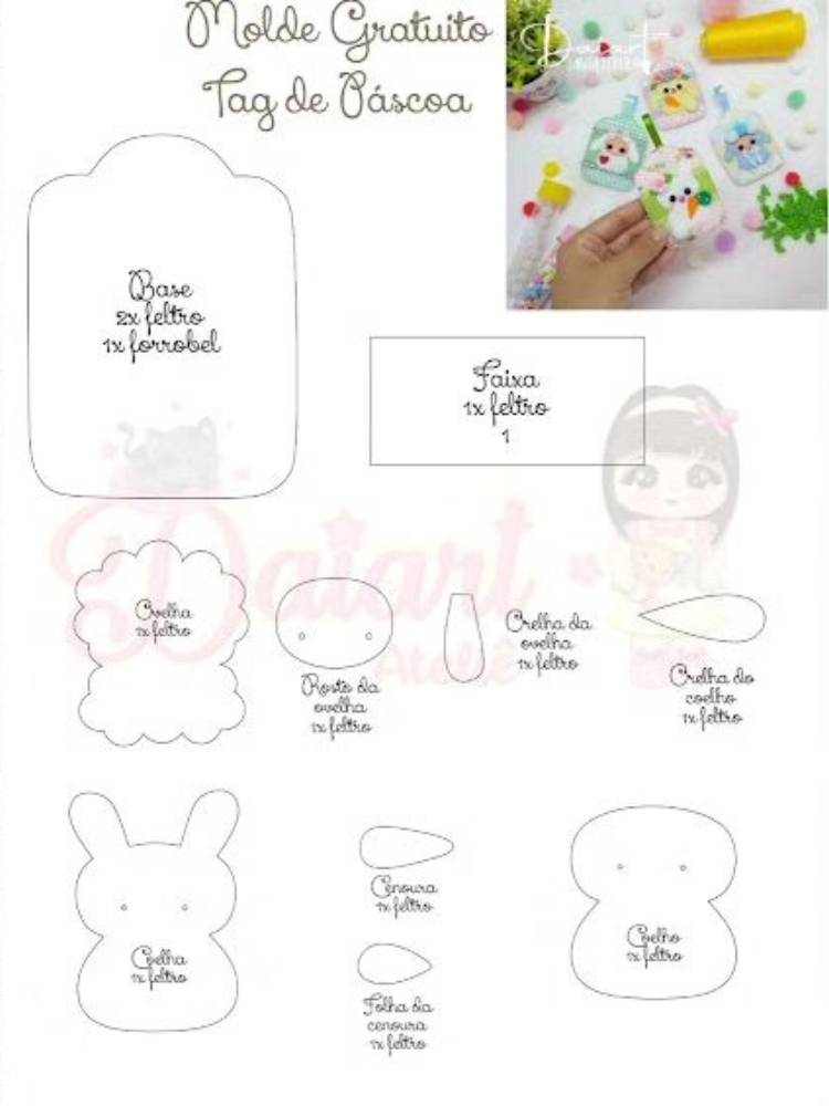Molde de tag decorativa de coelho e ovelha