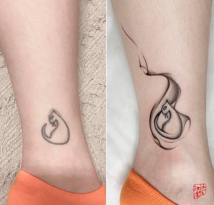 Tatuagem de um gato, substituída por uma tatuagem de um gato melhorada.