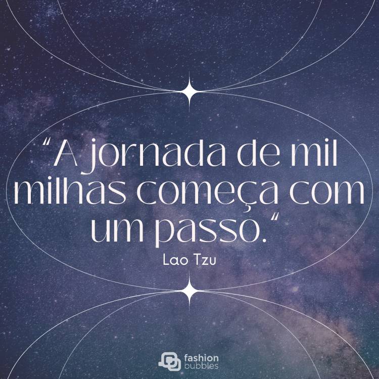 Frase de Lao Tzu, fundo roxo universo