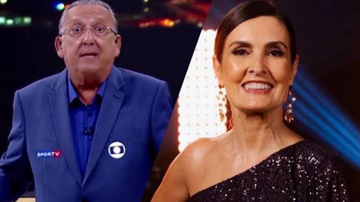 Duas images: Galvão Bueno e Fátima Bernardes na Globo.