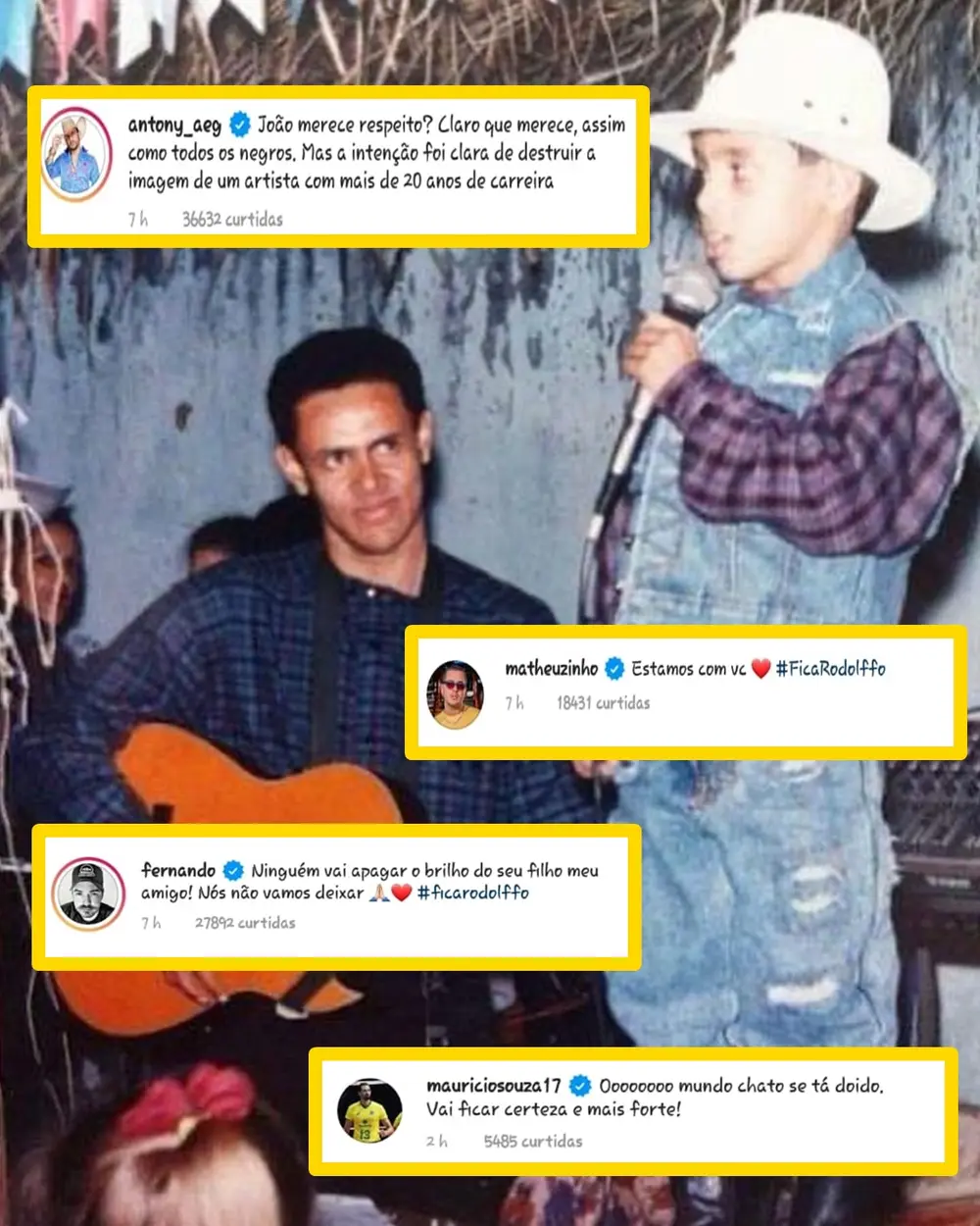 Comentários deixados na publicação do Instagram de Rodolffo.