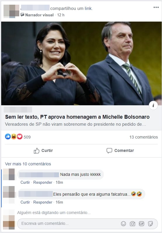 Print de link compartilhado em facebook