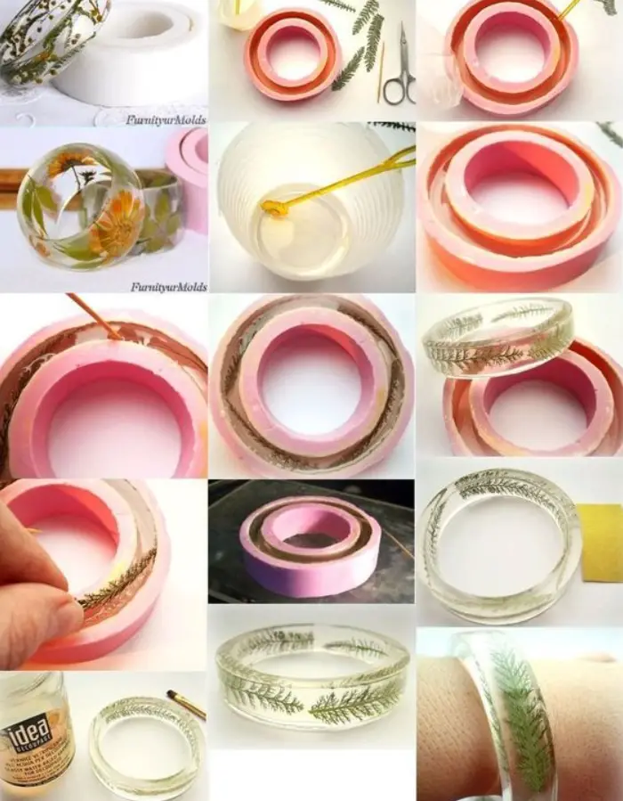Passo a passo pulseira de resina com folha 