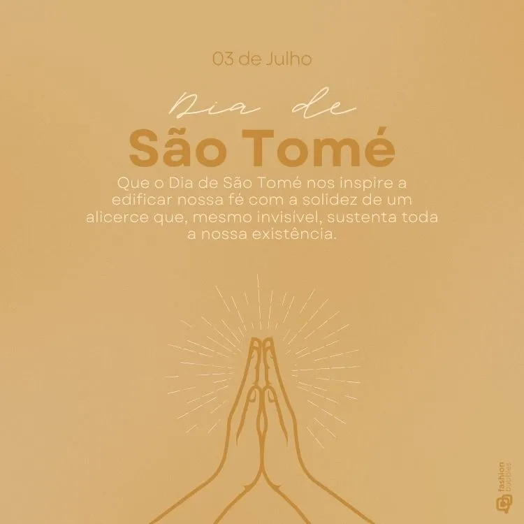 Frase sobre o santo escrita em fundo bege