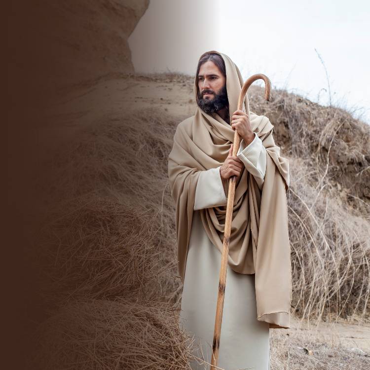 Jesus Cristo segurando cajado
