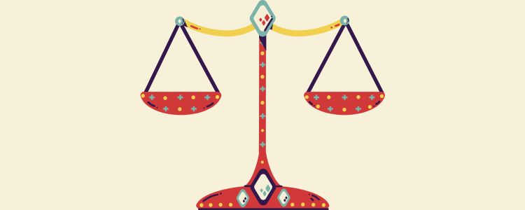 Fundo bege com símbolo do signo de Libra com horóscopo de hoje