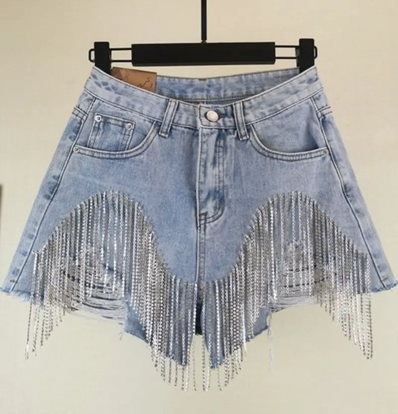 Short com franja strass
