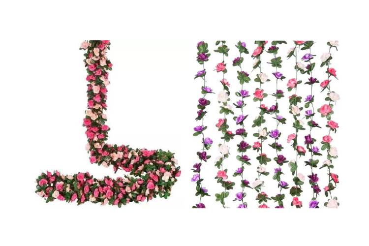 Duas opções de fios de flores pendentes. 