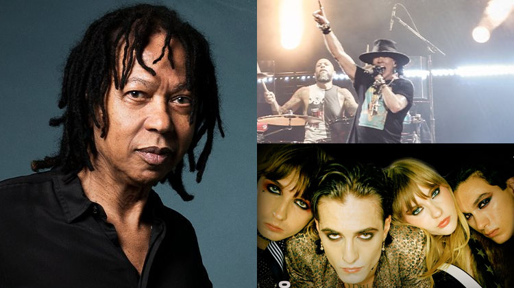 Montagem de fotos de Djavan, Guns N' Roses e Måneskin Rock in Rio 2022: três atrações confirmadas