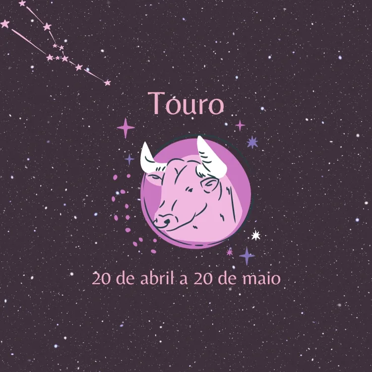 fundo estrelado com o símbolo e as datas do signo de Touro