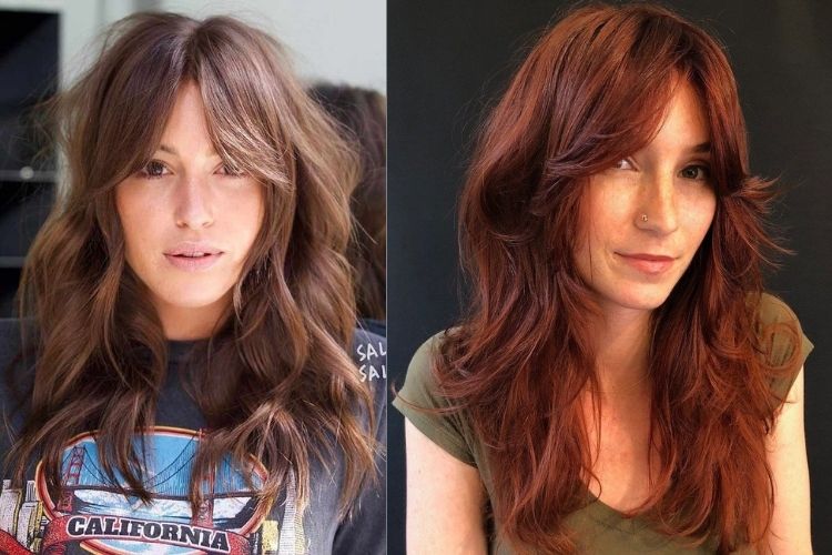 Duas mulheres com curtain bangs e shaggy hair