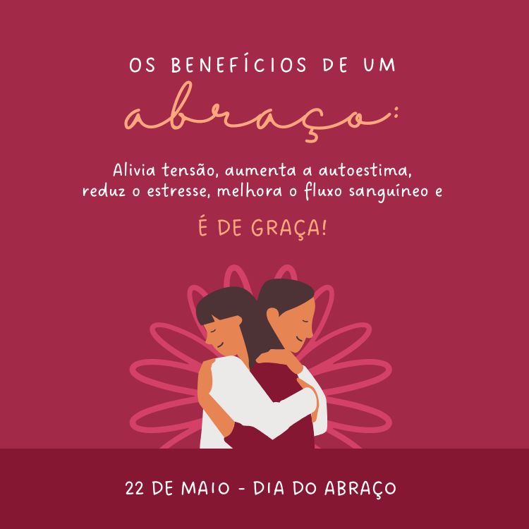 Frase benefícios de abraço em fundo pink