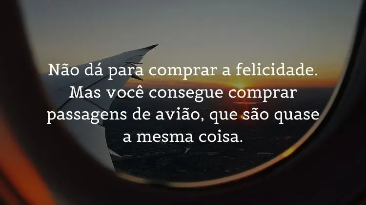 foto de janela de avião com frases sobre viagem