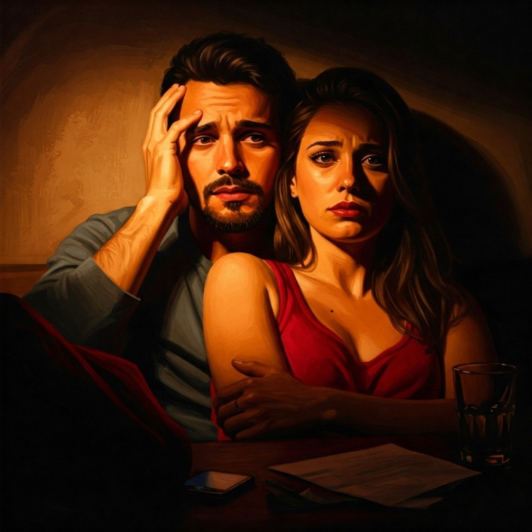 Casal iluminado juntos com cara de assustados 