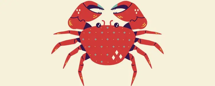 Fundo bege com símbolo do signo de Câncer com horóscopo de hoje