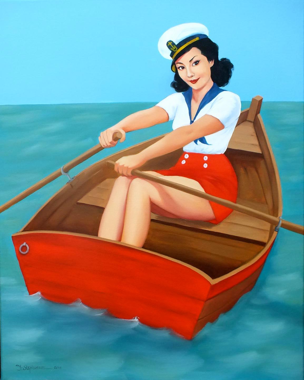 Ilustração em estilo pin-up de Fiona Stephenson. 