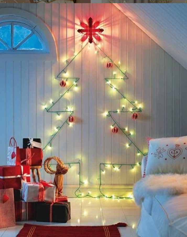 Árvore-de-Natal de pisca-pisca de parede simples