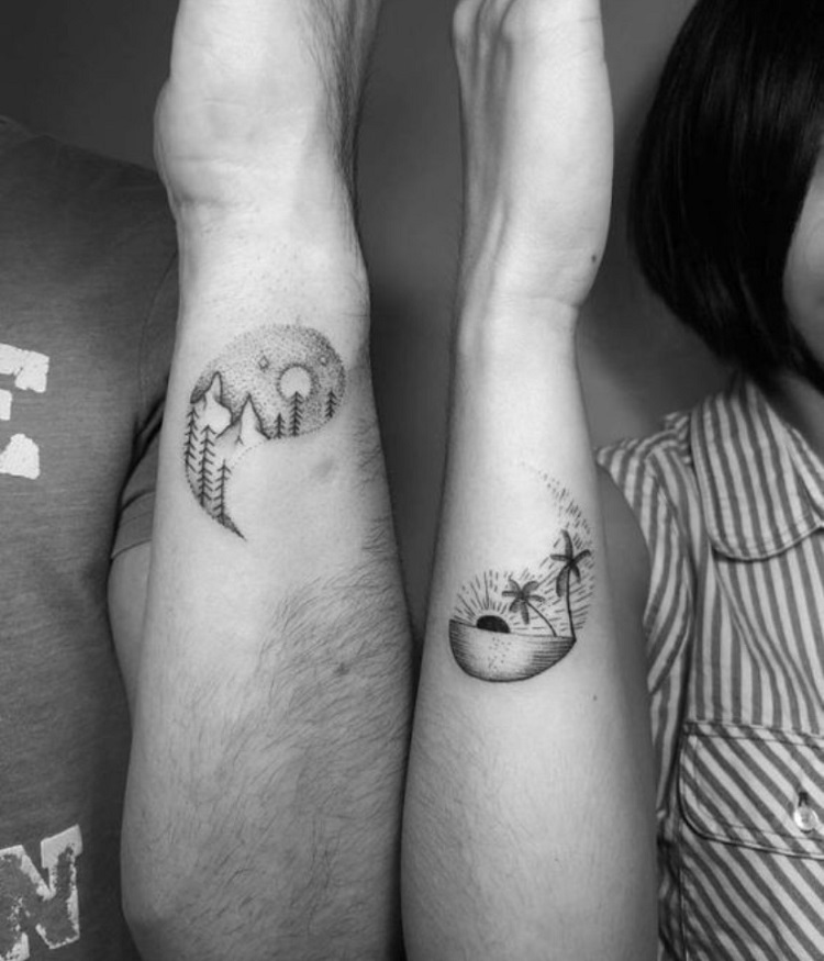 Tatuagem de casal que se completa