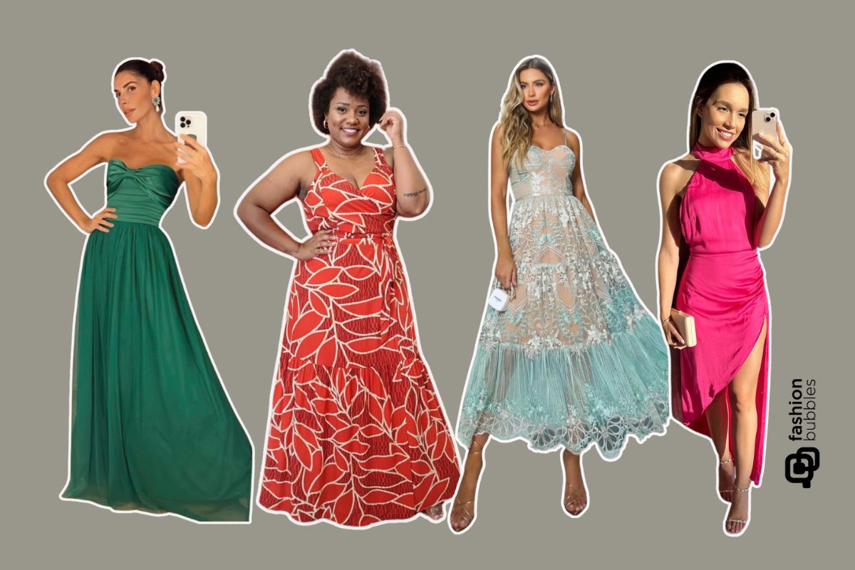 Mulheres usam vestido para casamento