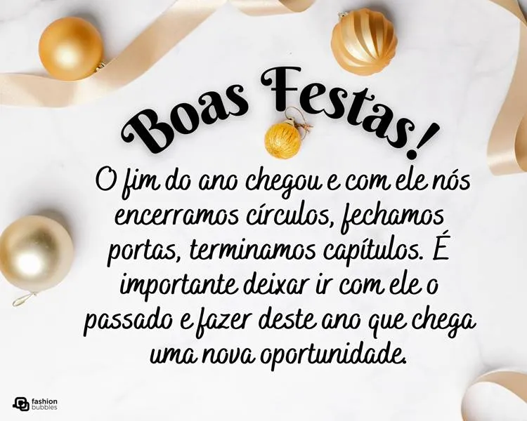 Foto com frase sobre fim de ano.