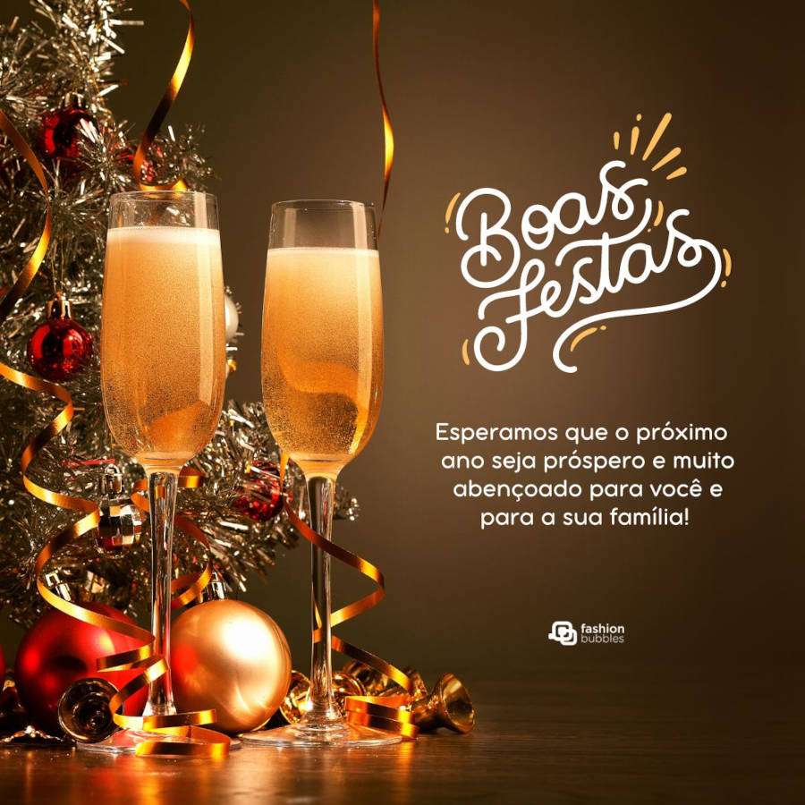 Desejando um ano novo próspero: Esperamos que o próximo ano seja um ano próspero e muito abençoado para você e para a sua família! Boas Festas!