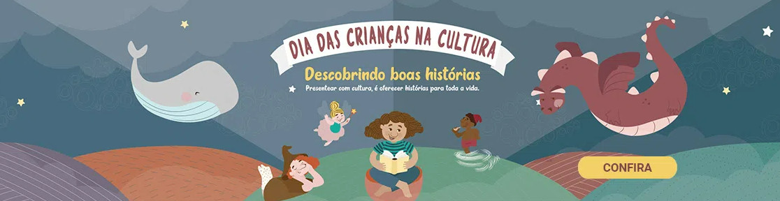 Banner da Livraria Cultura com animais e personagens 