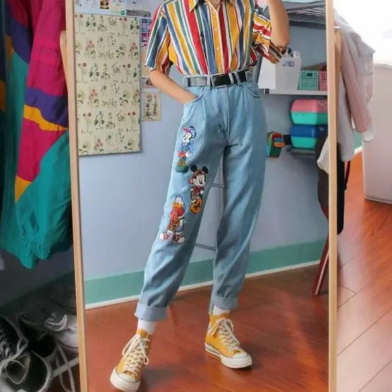 look vintage camisa, cala com bordado disney