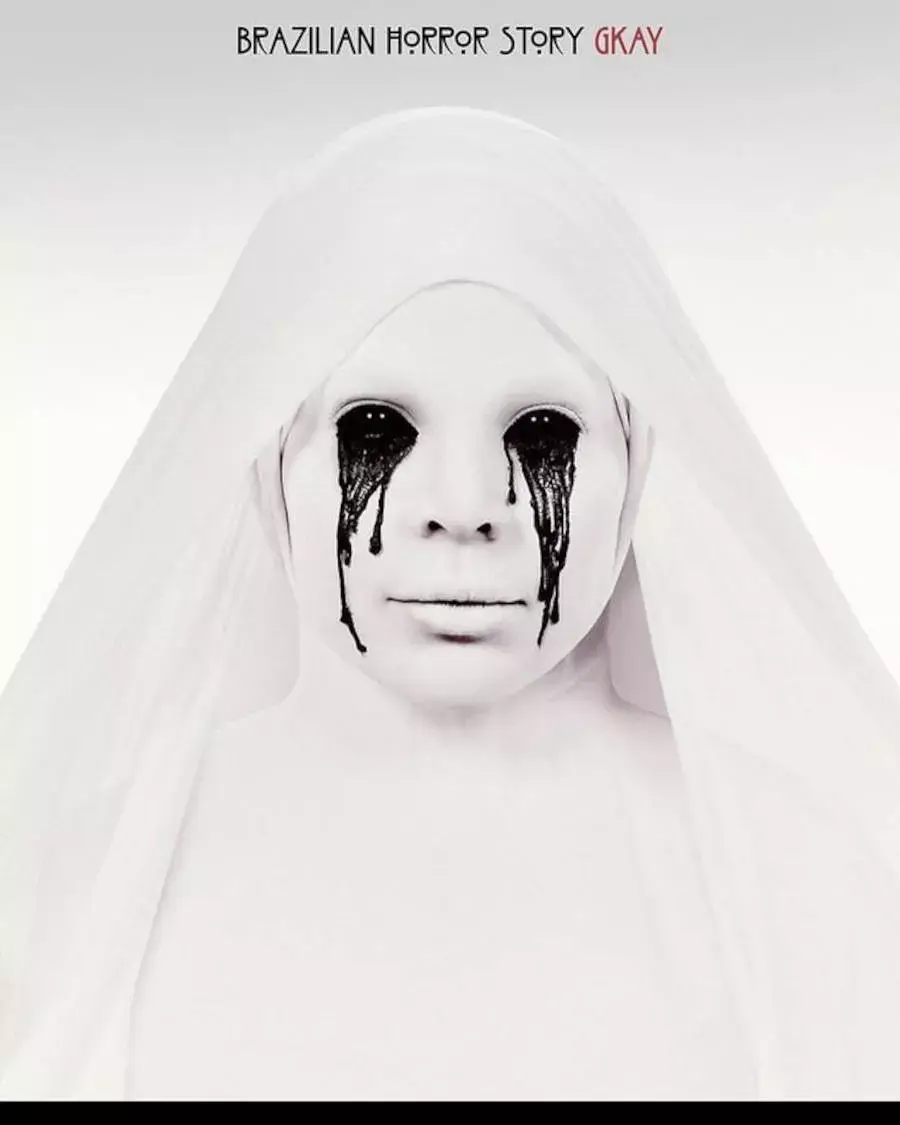 Foto do rosto de Gkay fantasiada da série American Horror Story - temporada Asylum