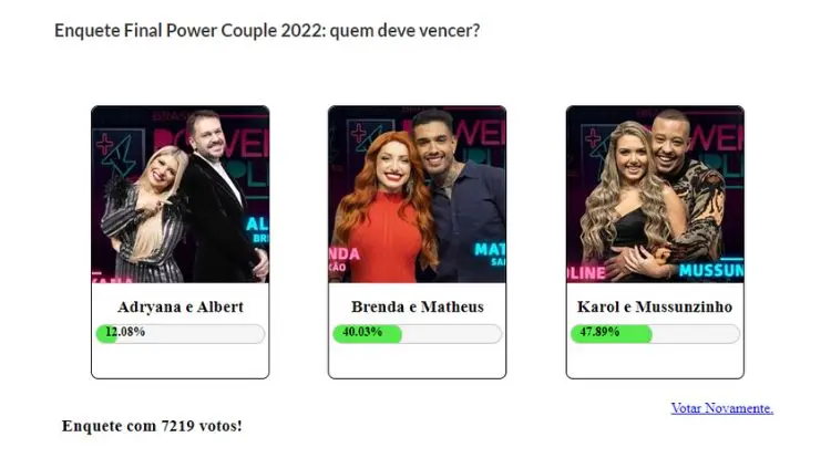 Final Power Couple quem ganha