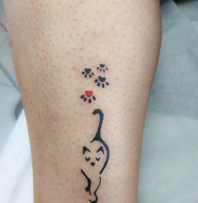tatuagem feminina no braço/ gatos