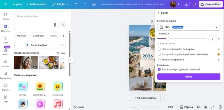 Como fazer vision board no Canva