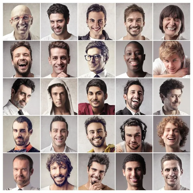 Montagem com fotos de diversos homens 