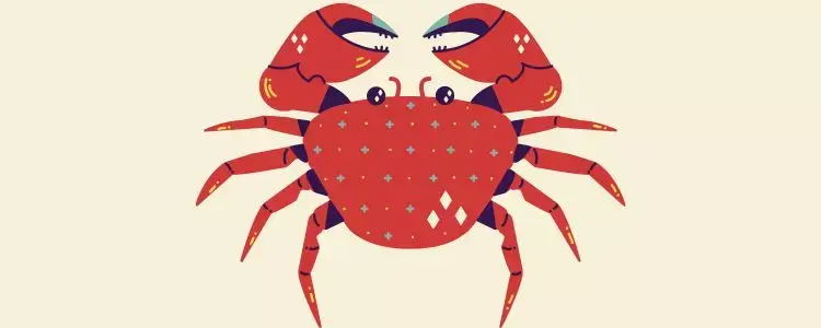 Fundo bege com símbolo do signo de Câncer com horóscopo de hoje