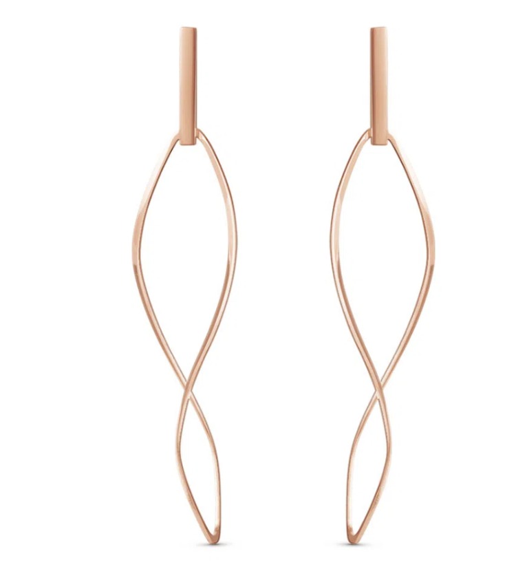 brinco rose de linhas curvadas