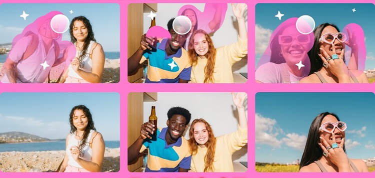 3 fotos de antes e depois de foto editada para tirar pessoa