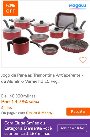 panelas com milhas