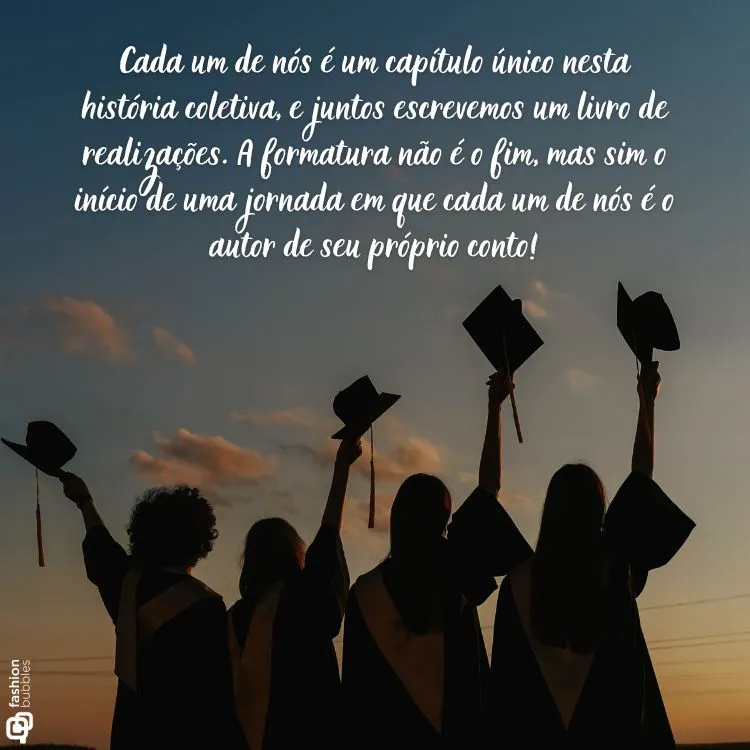 fundo de foto de formandos com frase de o que escrever na formatura