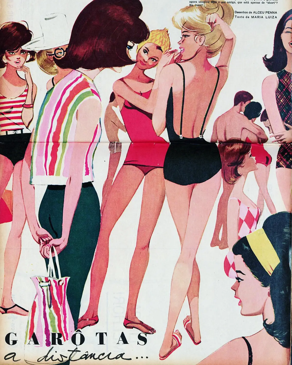 Garotas à distancia, ilustração de Alceu Penna, 1963. Garotas à distancia, ilustração de Alceu Penna, 1963.