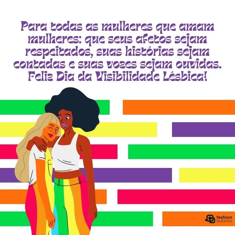 Cartão virtual com frase de feliz Dia da Visibilidade Lésbica