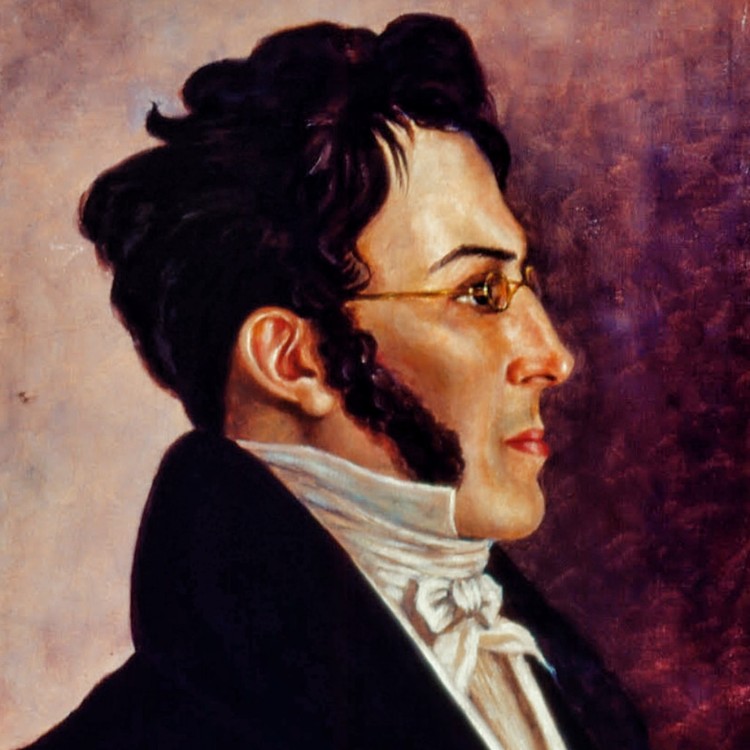 Giovanni Battista Líbero Badaró usando terno, de perfil 