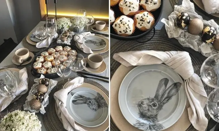 mesa de Páscoa cinza