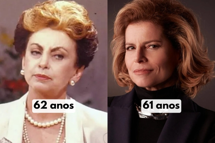 Beatriz Segall como Odete Roitman na versão original e Debora Bloch fazendo a personagem no remake de Vale Tudo
