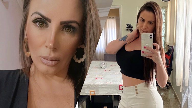 Faby Monarca em duas imagens tiradas em sua casa.