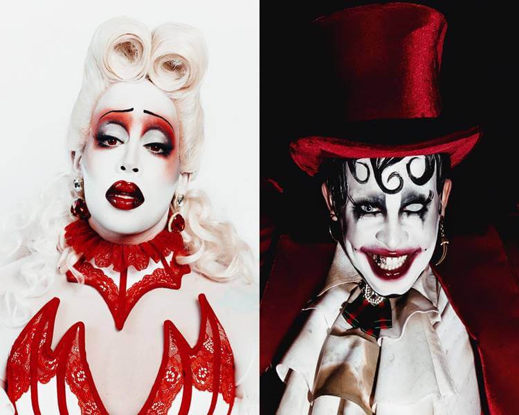 Fotos da drag queen no clipe de "A Queda"